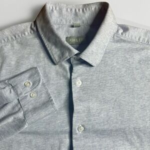 Ash & Erie Shirt Mens XL Slim Fit Blue Solid Button Down Long Sleeve Cotton